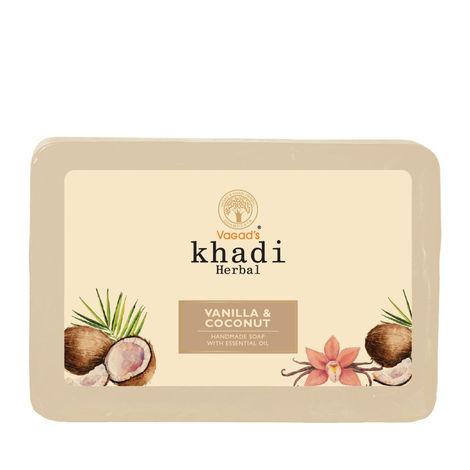 vagad's khadi vanilla & coconut soap 125gm | replenishes dry & dull skin | | free from parabens | silicon free (pack of 3)