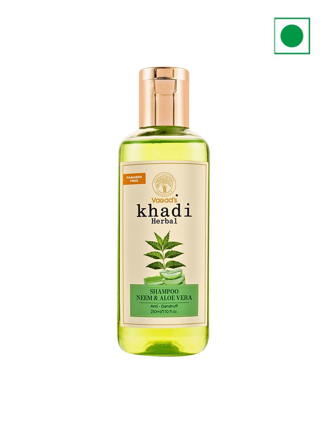 vagads khadi herbal anti-dandruff neem & aloe vera shampoo - 210 ml