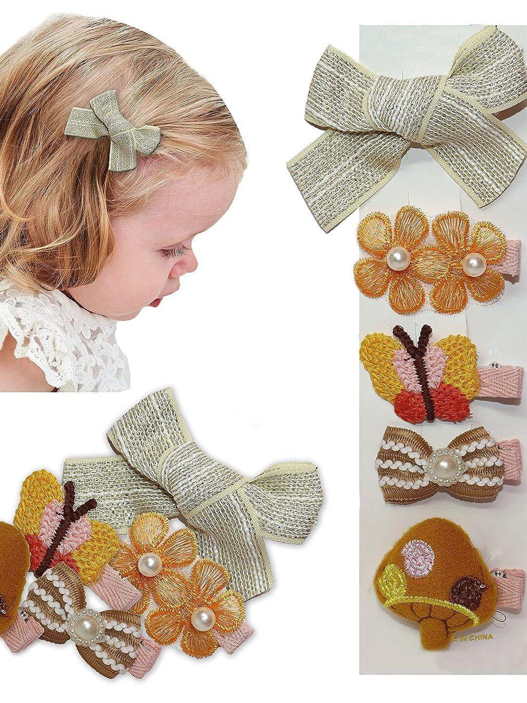 vaghbhatt girls yellow & grey set of 5 alligator hair clip