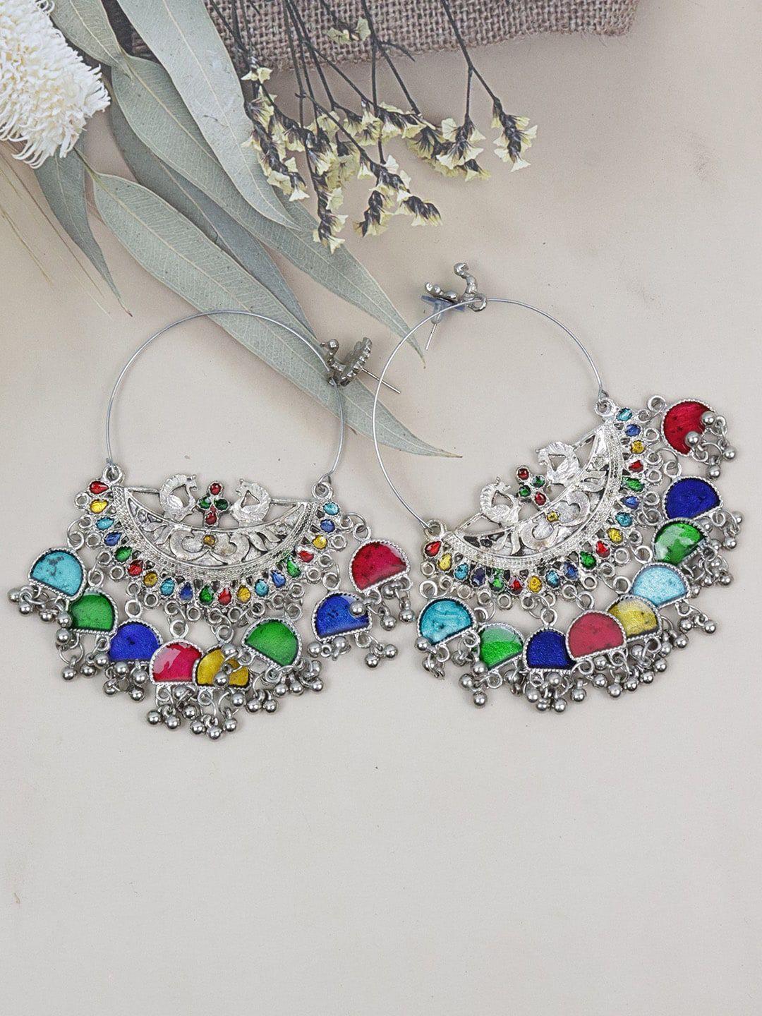 vaghbhatt peacock shaped hoop earrings