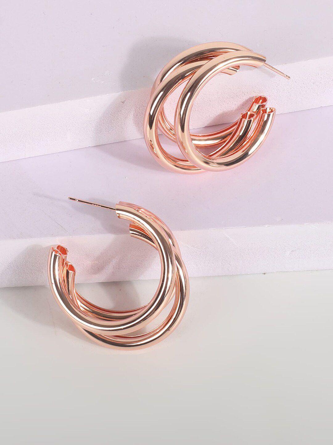 vaghbhatt rose gold plated circular half hoop earrings