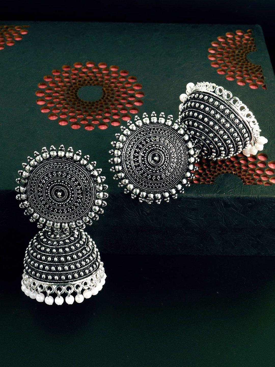 vaghbhatt silver plated classic jhumkas earrings