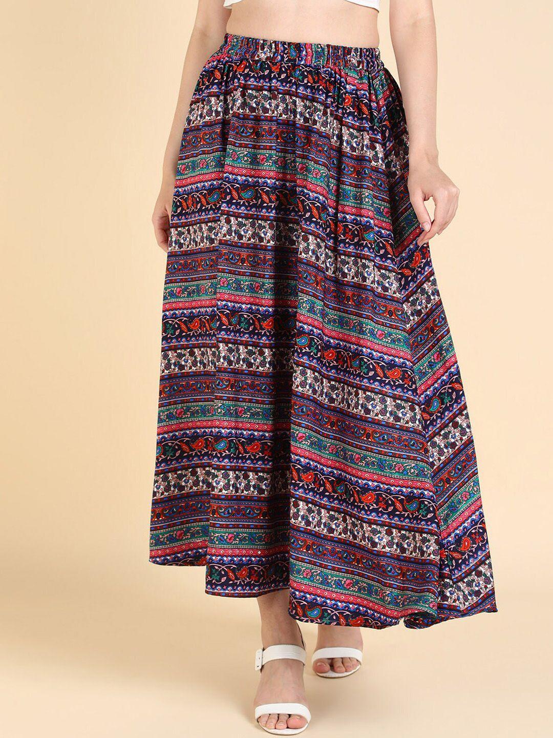 vahson ethnic motifs printed flared crepe maxi skirts