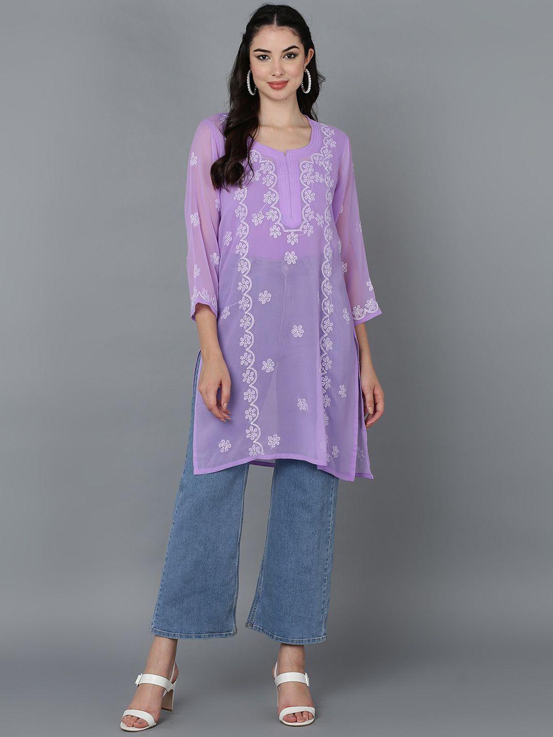 vahson ethnic motifs embroidered chikankari georgette kurta