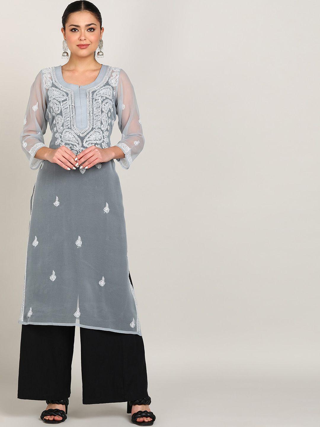 vahson ethnic motifs embroidered chikankari kurta