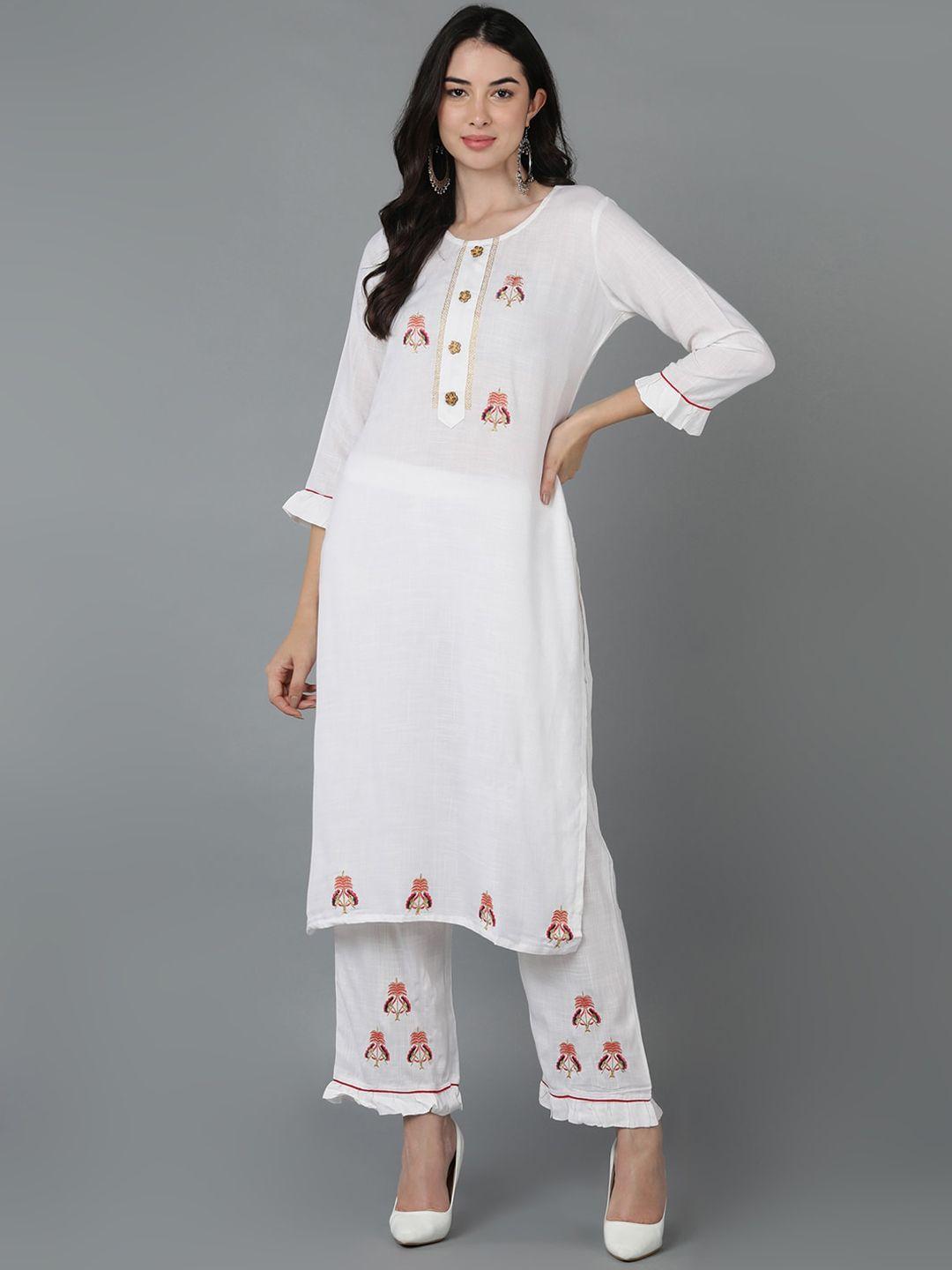 vahson ethnic motifs embroidered kurta with trousers