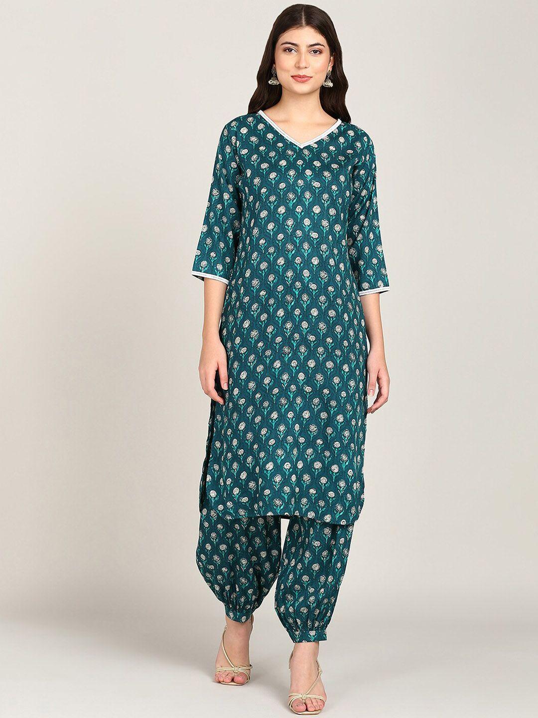 vahson ethnic motifs printed kurta with patiala