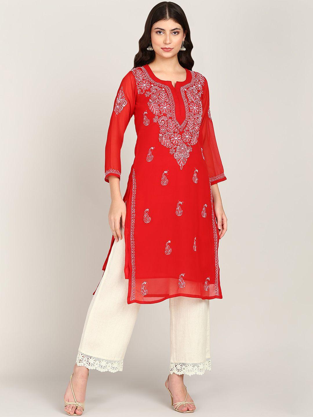 vahson floral embroidered chikankari kurta