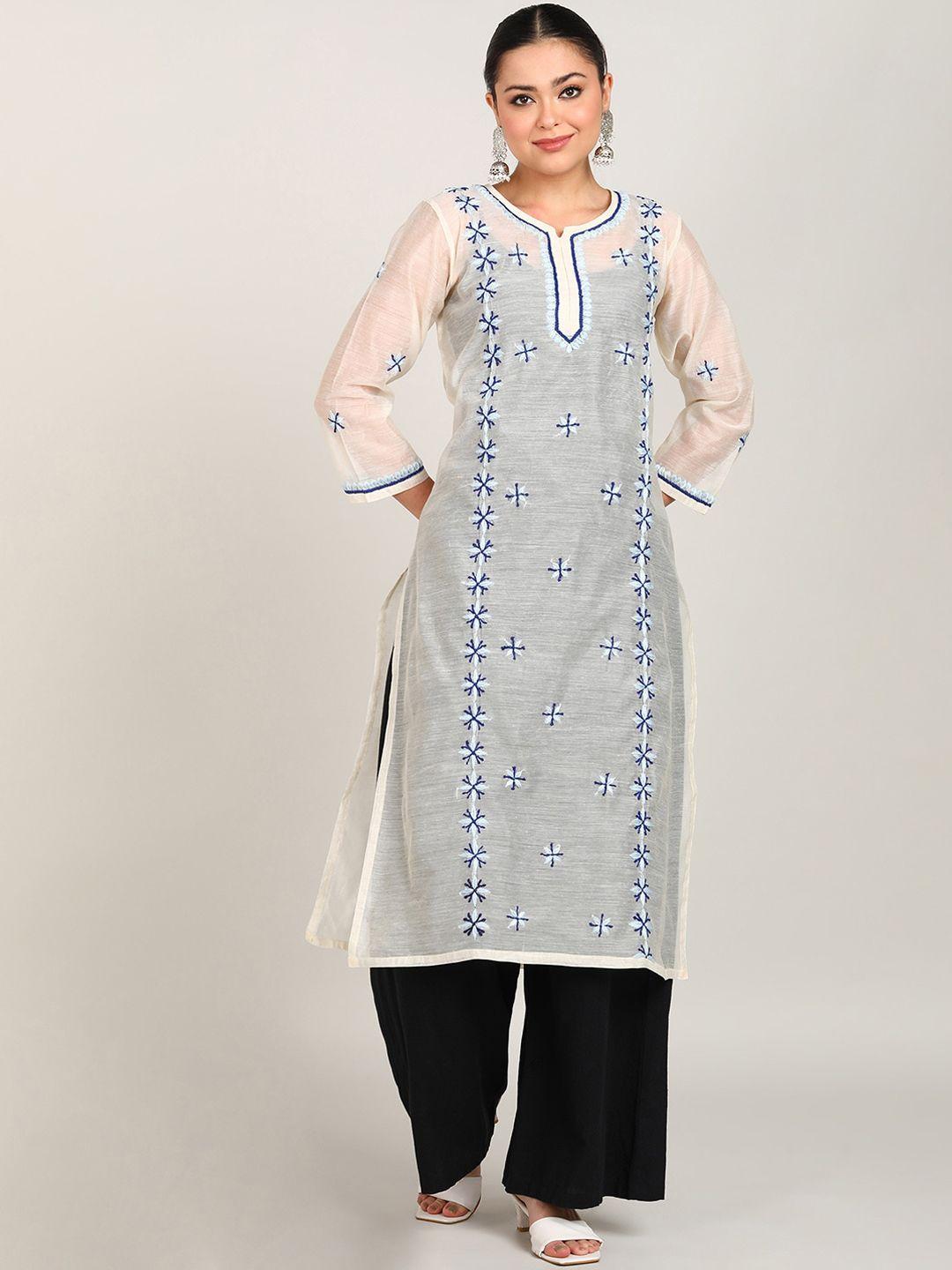 vahson floral embroidered chikankari straight kurta