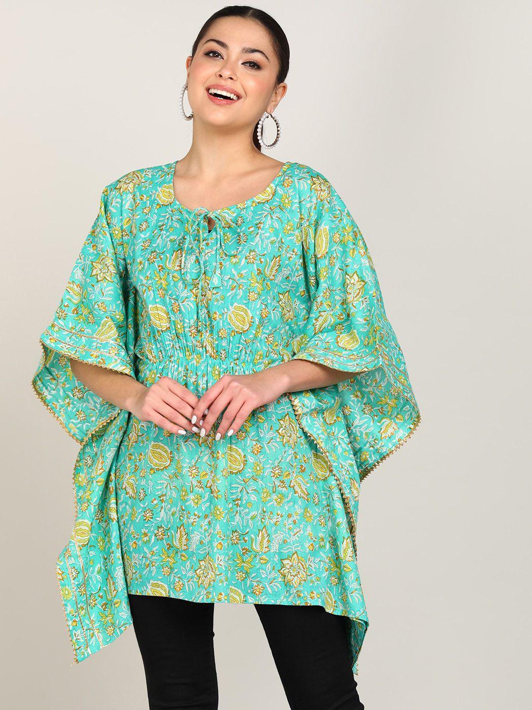 vahson floral printed flared sleeves a-line kaftan kurta