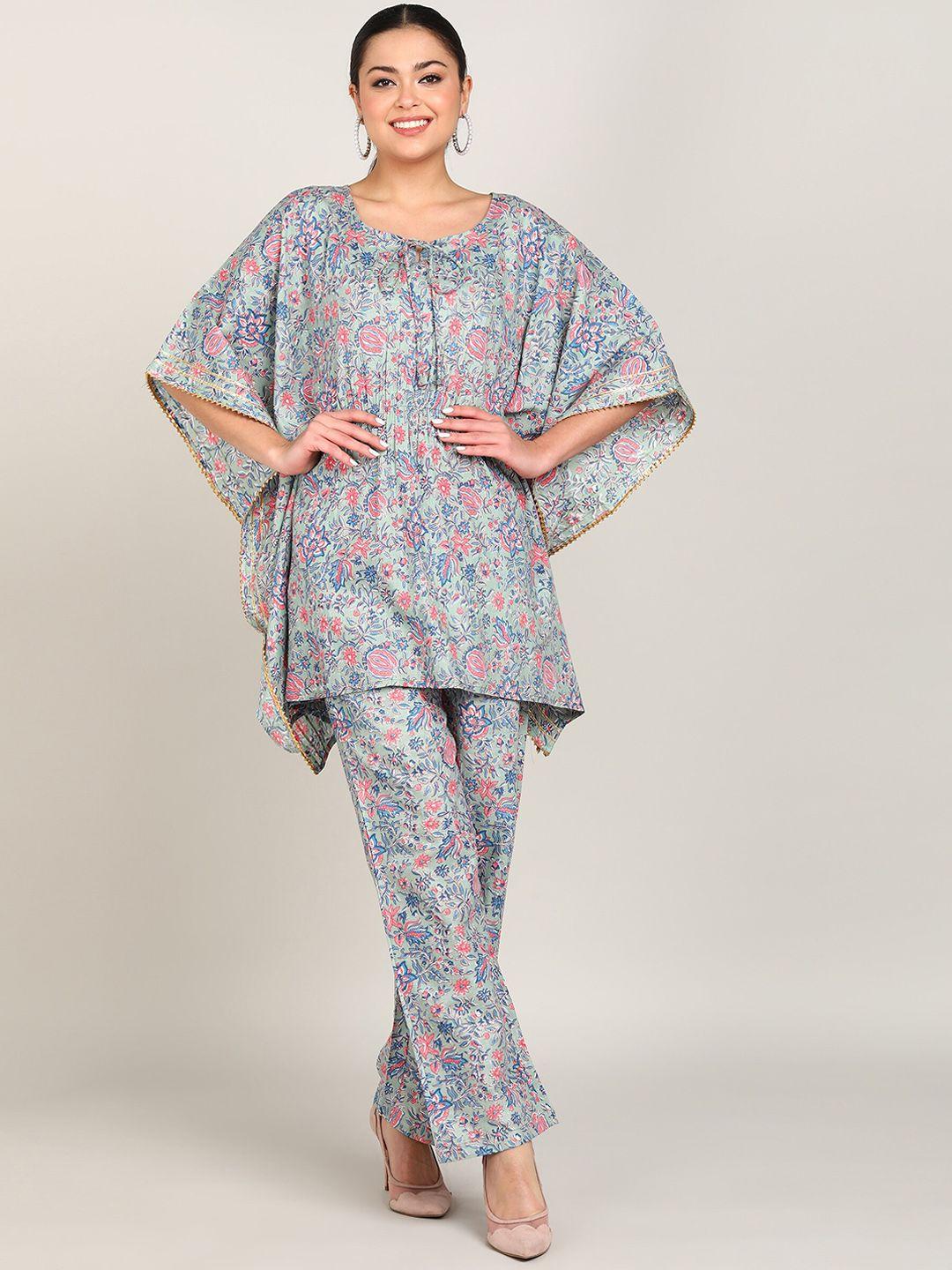 vahson floral printed gotta patti pure cotton kurta with trousers