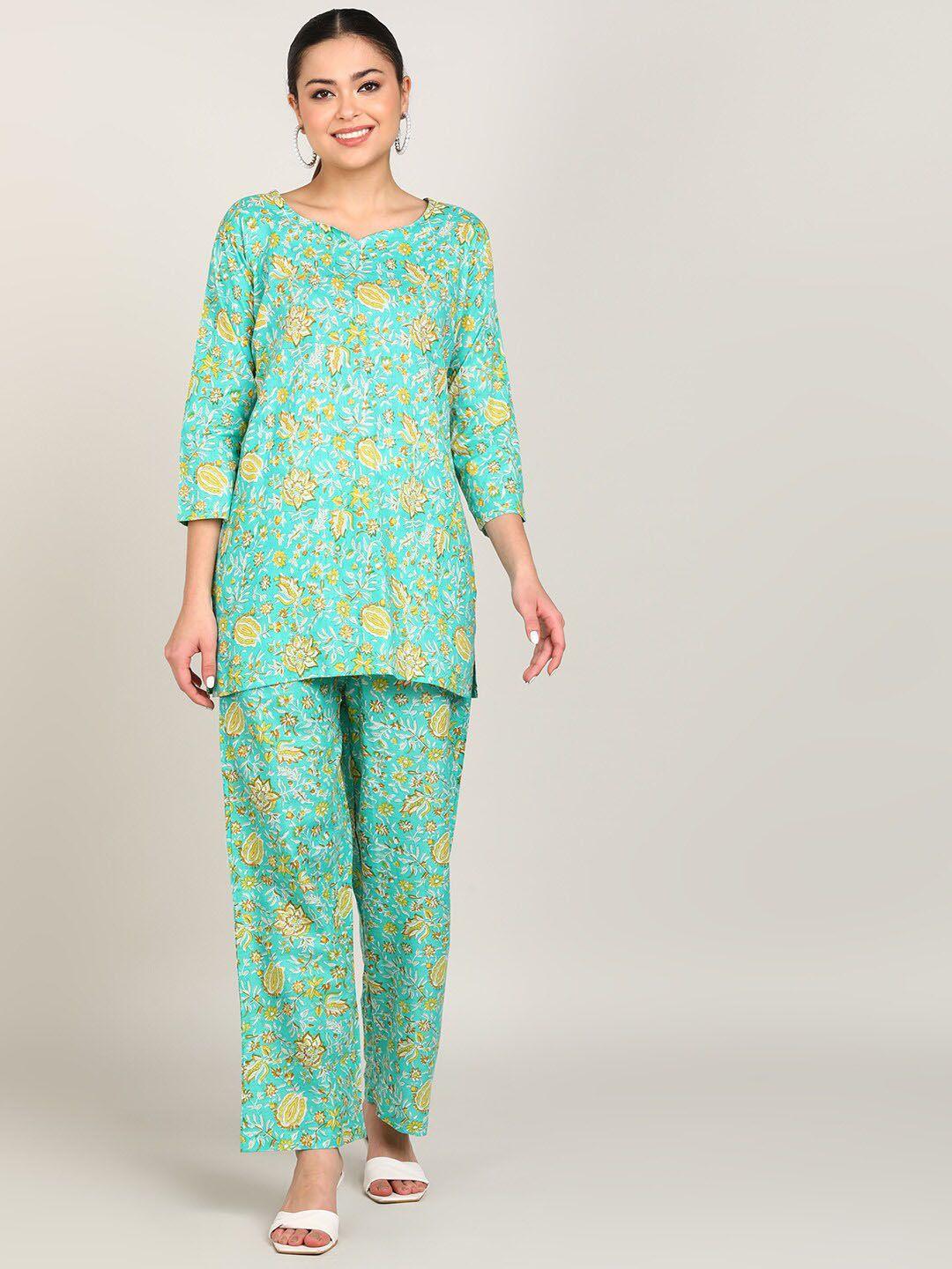vahson floral printed pure cotton kurti with trousers