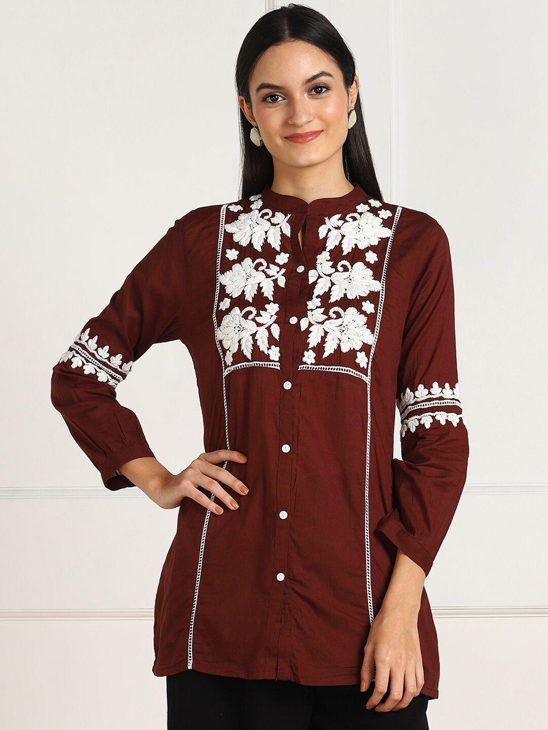 vahson women ethnic motifs embroidered chikankari pure cotton kurti