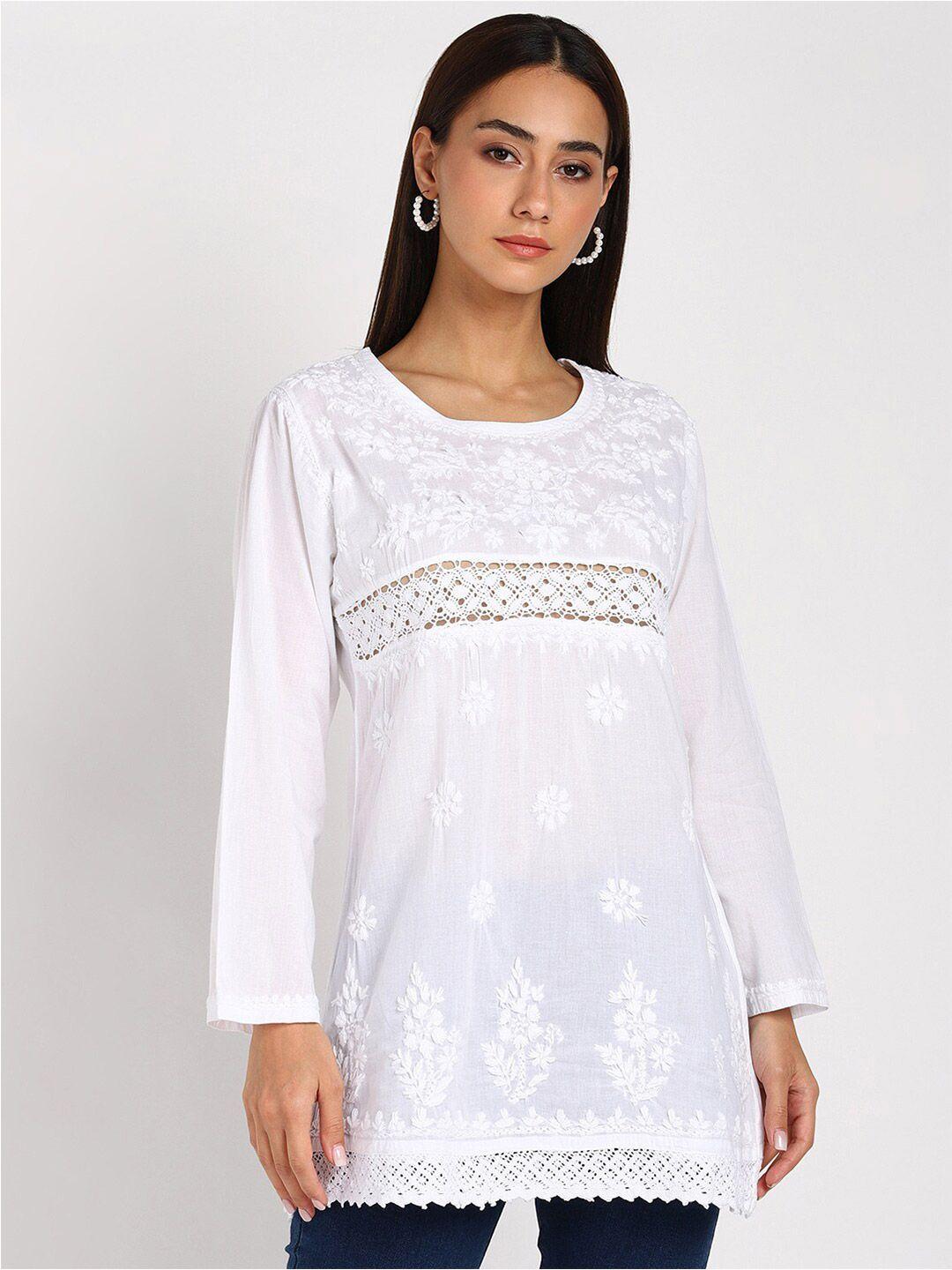vahson women ethnic motifs embroidered chikankari pure cotton kurti