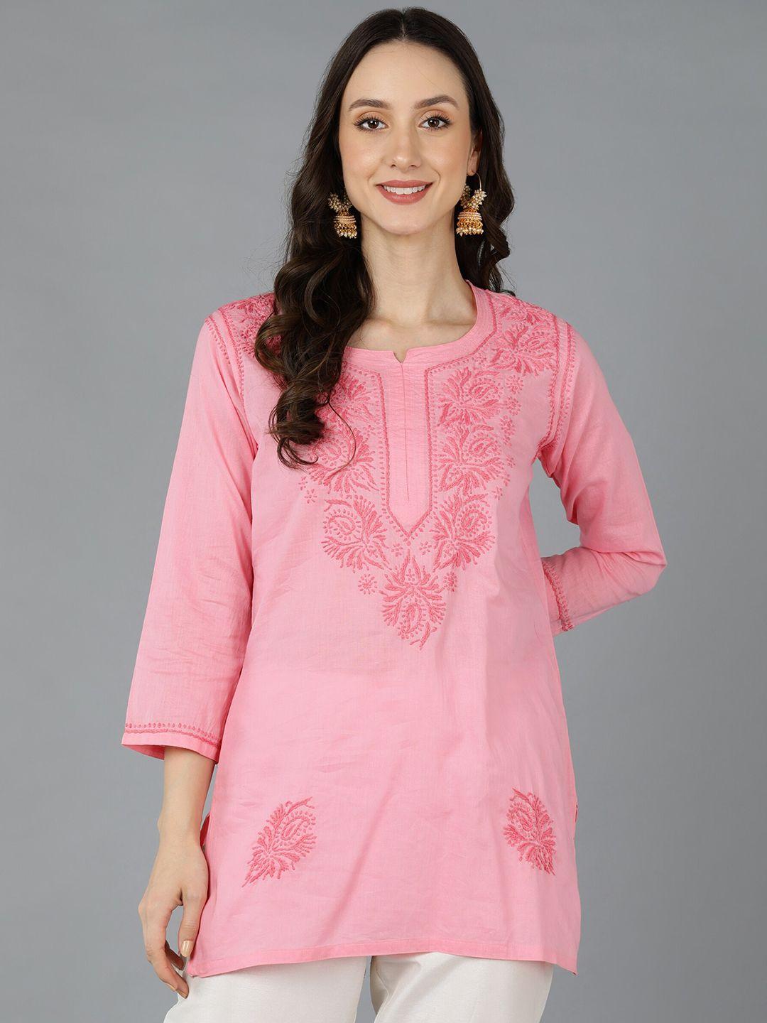 vahson women ethnic motifs embroidered chikankari pure cotton kurti