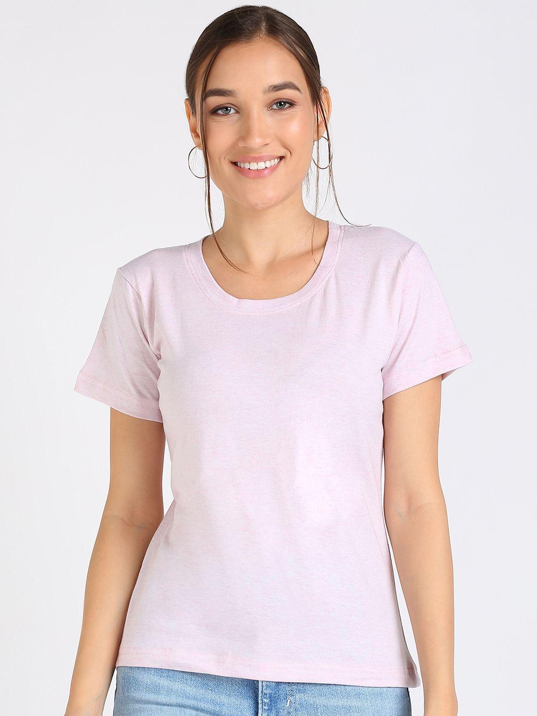 vahson women pink pure cotton slim fit t-shirt