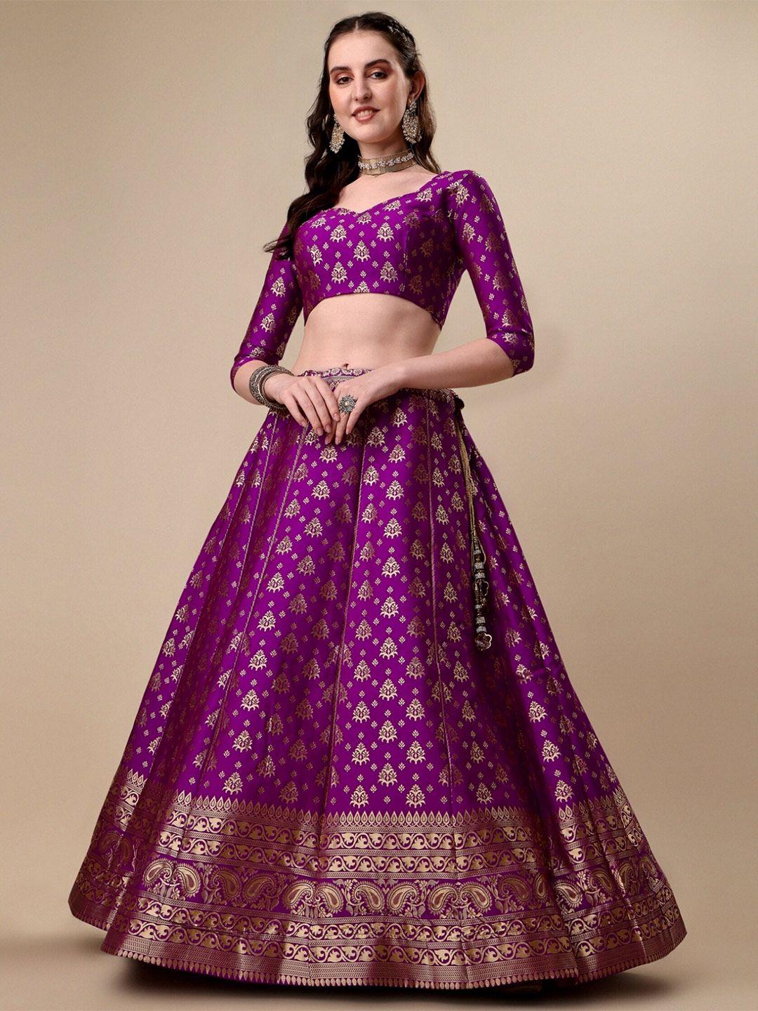 vaidehi fashion ready to wear banarasi silk lehenga & unstitched blouse with dupatta