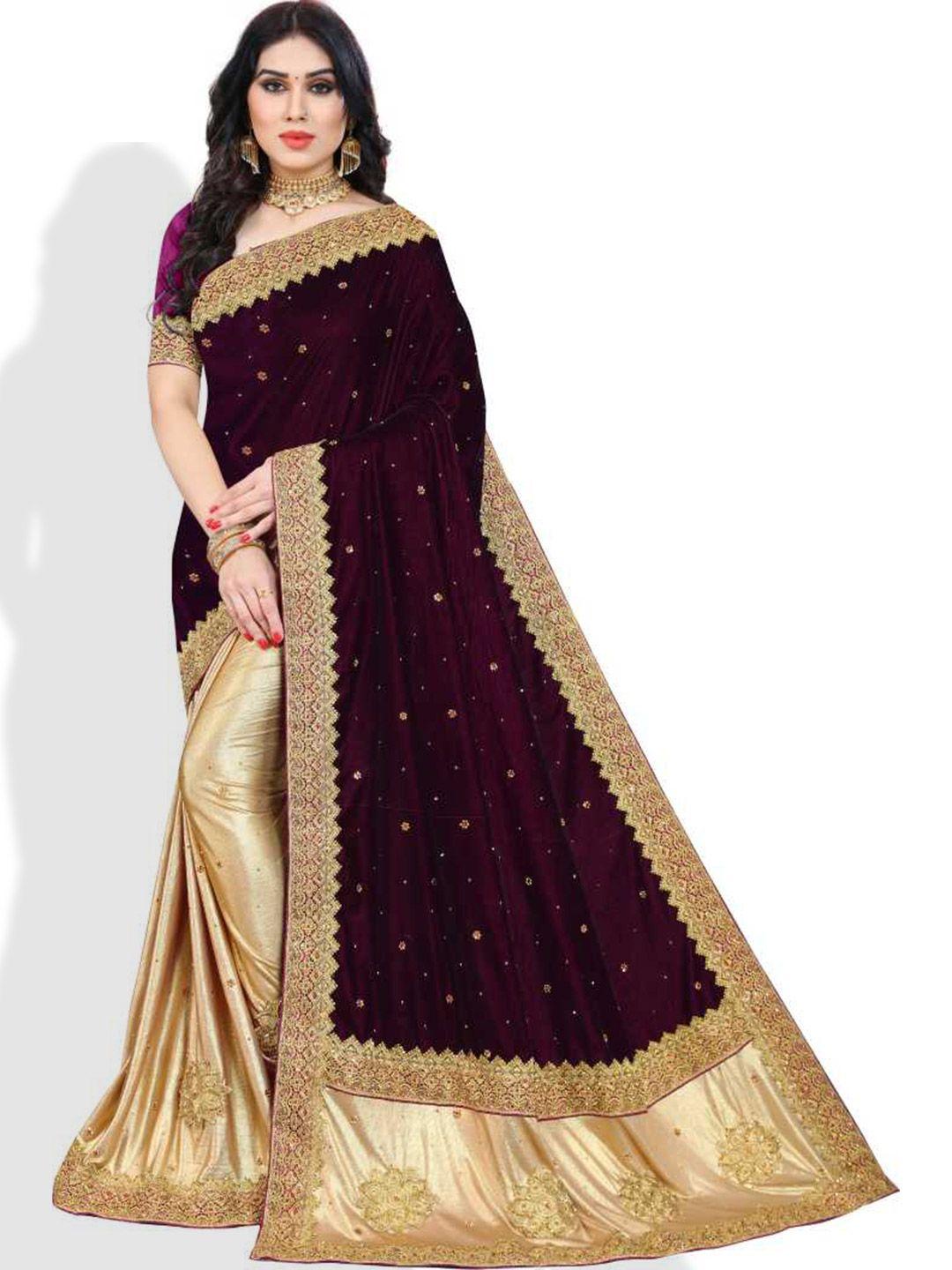 vaidehi fashion embellished embroidered velvet saree