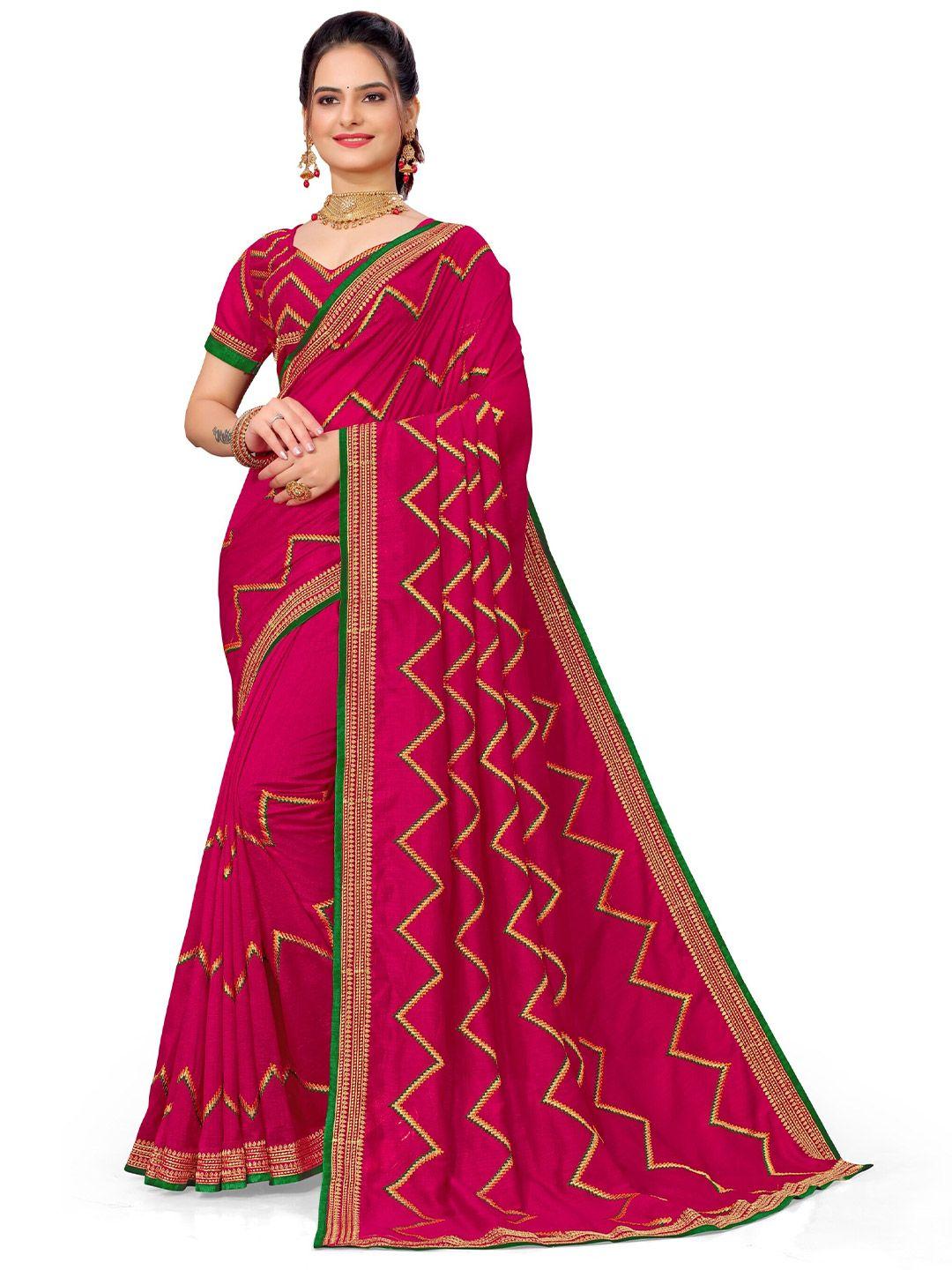 vaidehi fashion embroidered silk blend leheriya saree