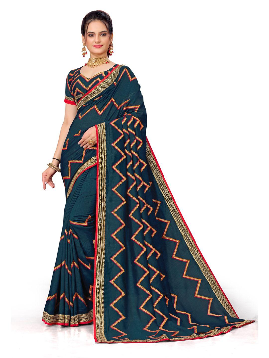 vaidehi fashion embroidered silk blend leheriya saree