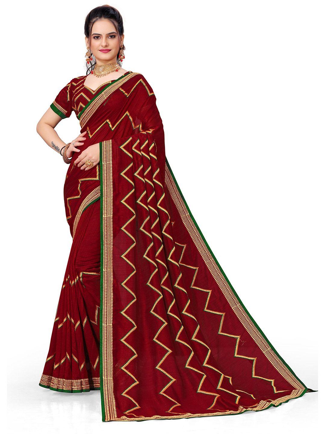 vaidehi fashion embroidered silk blend leheriya saree