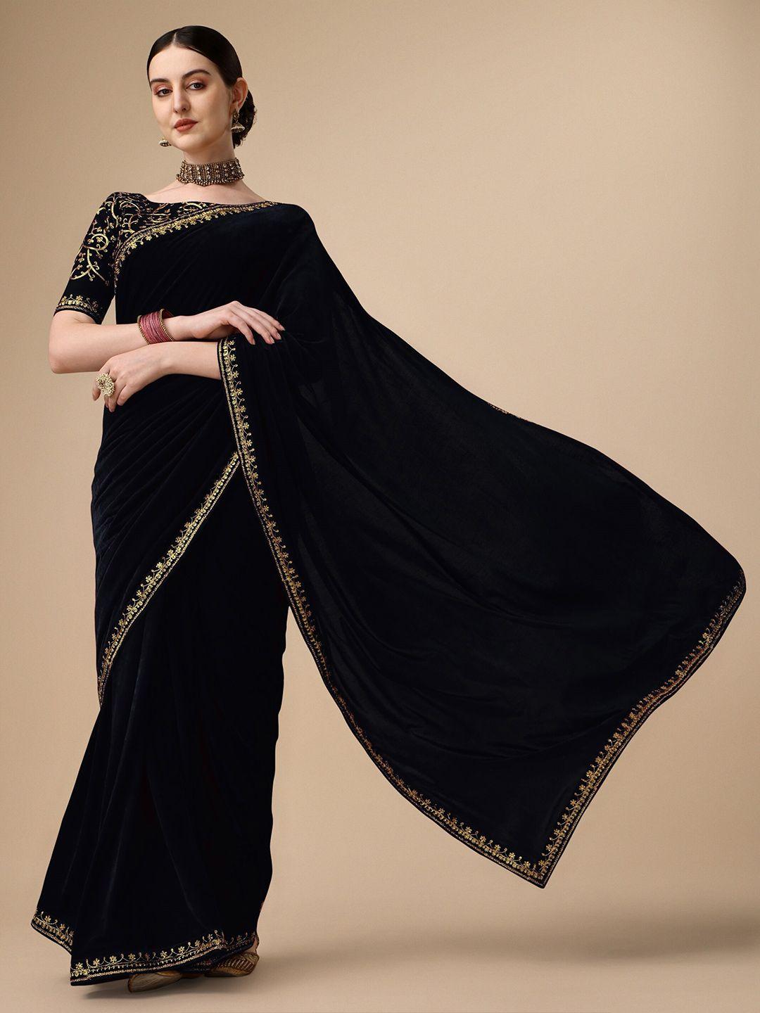 vaidehi fashion embroidered velvet saree