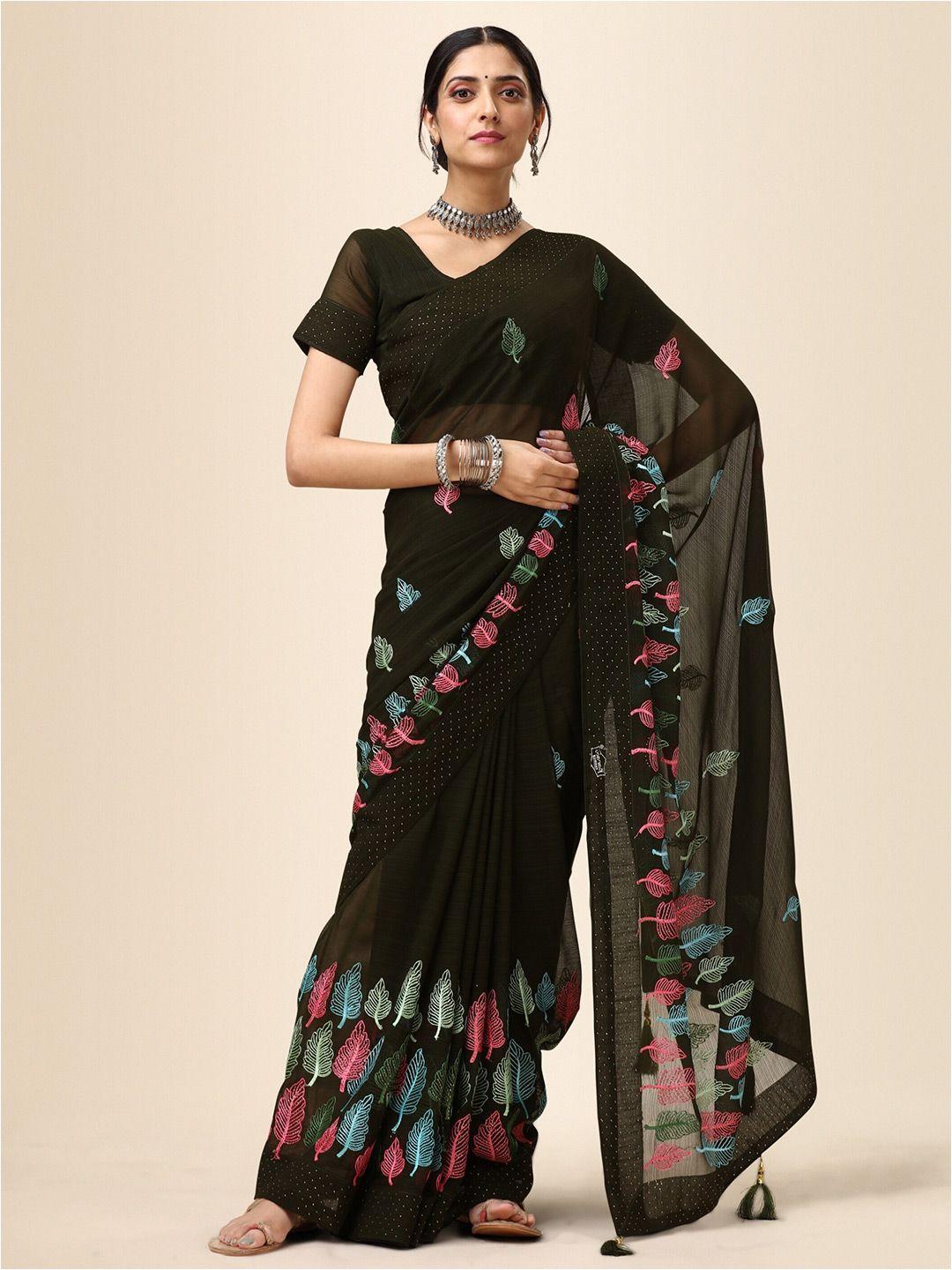 vaidehi fashion floral embroidered pure chiffon saree