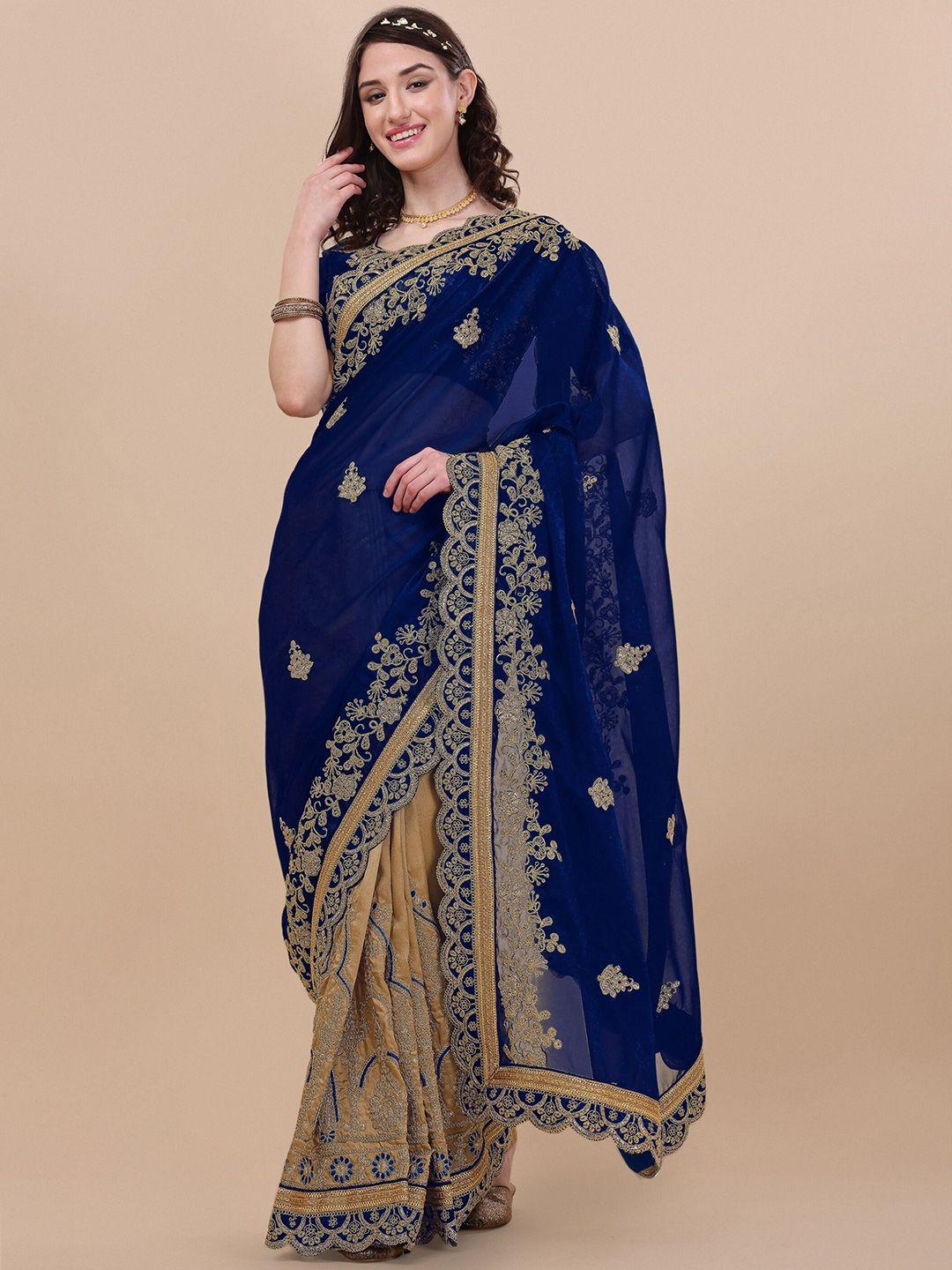 vaidehi fashion floral embroidered silk blend saree