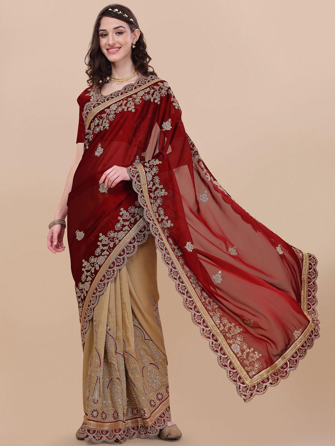 vaidehi fashion floral embroidered silk blend saree