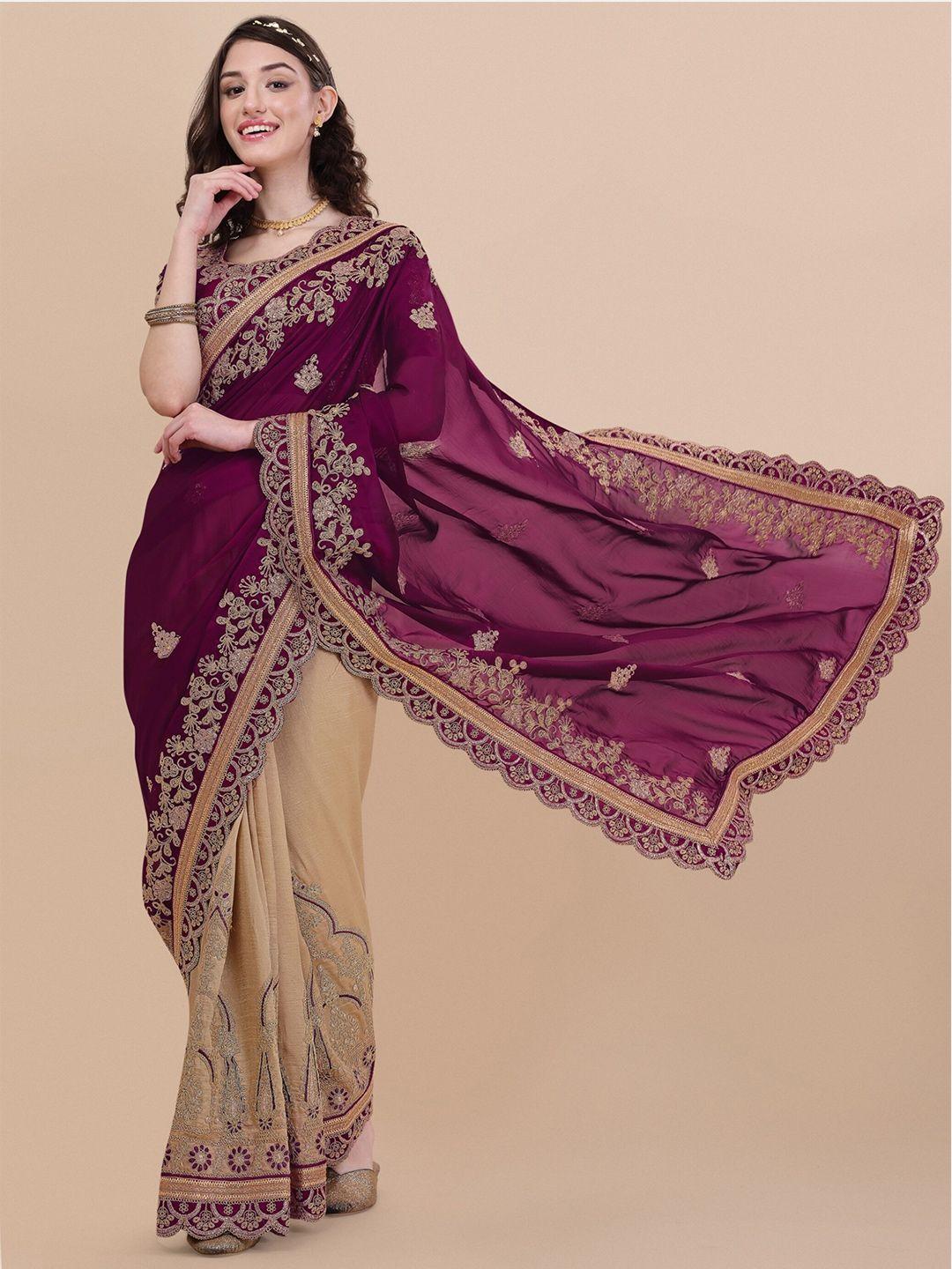 vaidehi fashion floral embroidered silk blend saree