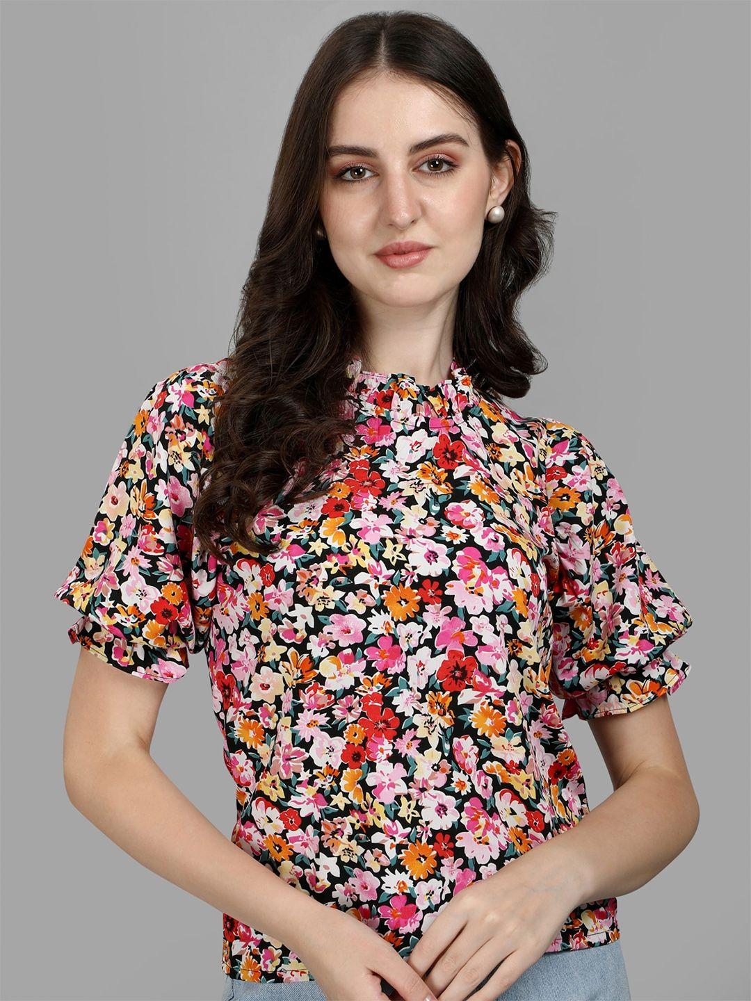vaidehi fashion floral printed puff sleeves crepe top