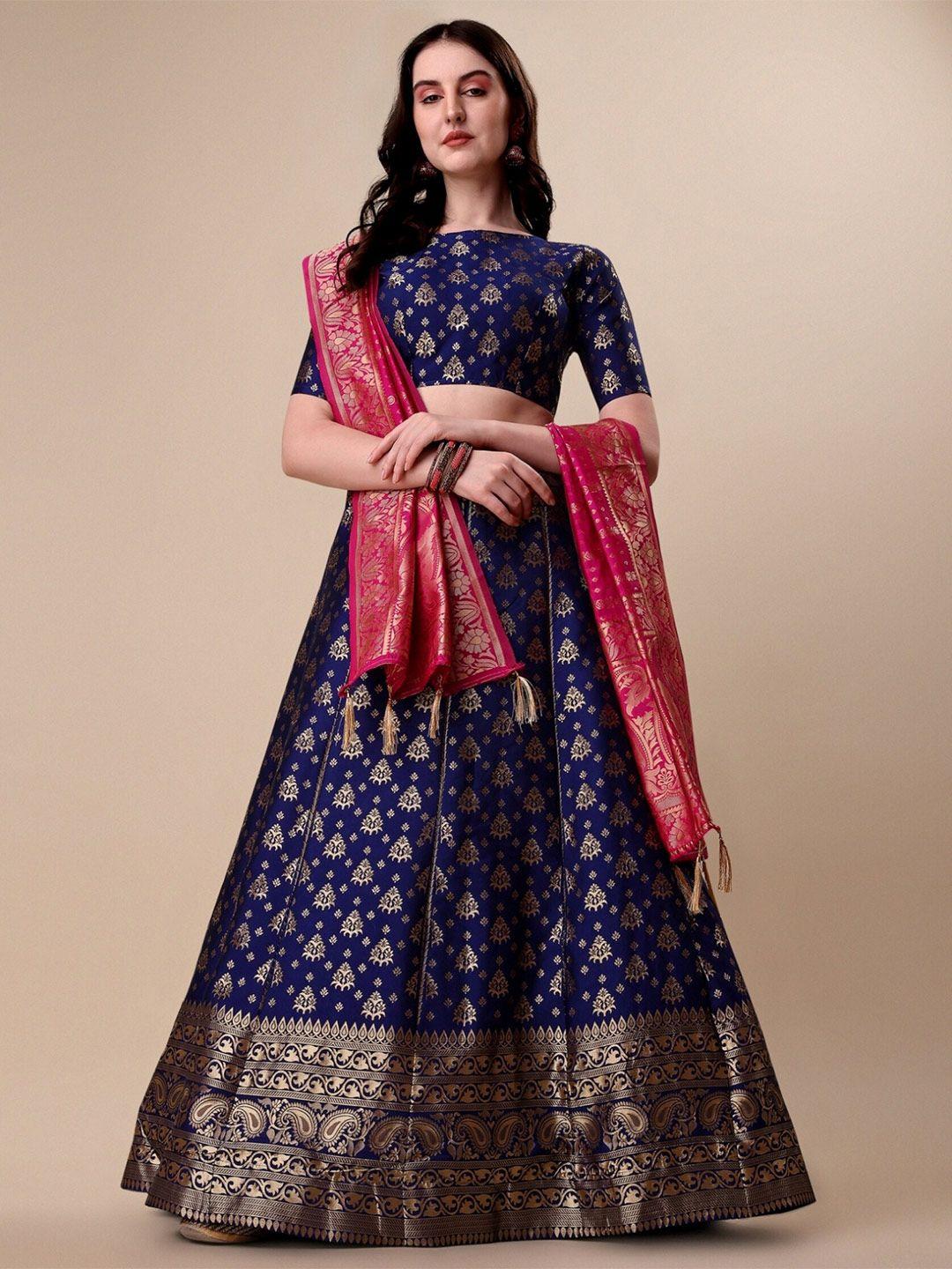 vaidehi fashion ready to wear banarasi silk lehenga & unstitched blouse with dupatta