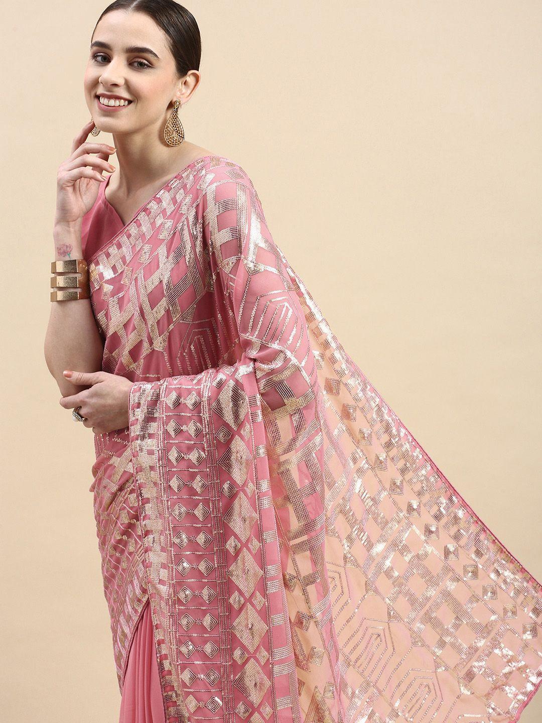 vairagee embellished geometric sequinned saree