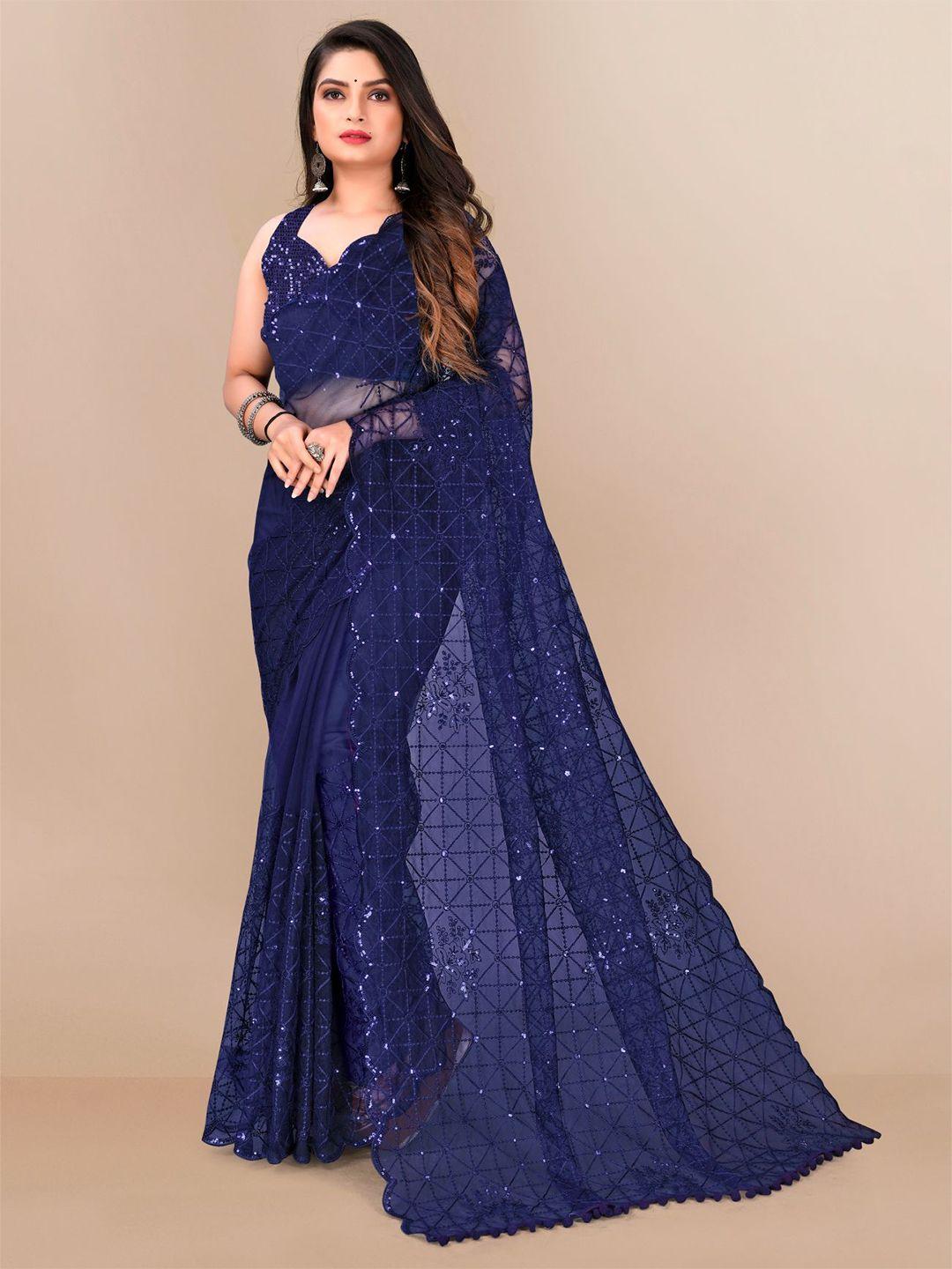 vairagee embellished sequinned net saree
