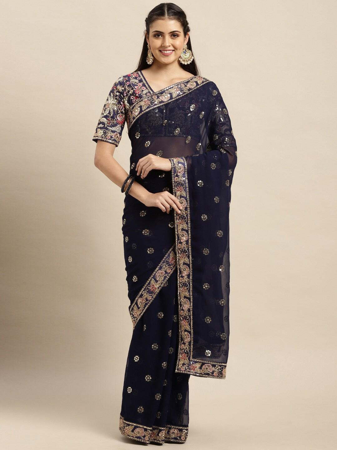 vairagee embroidered sequinned saree