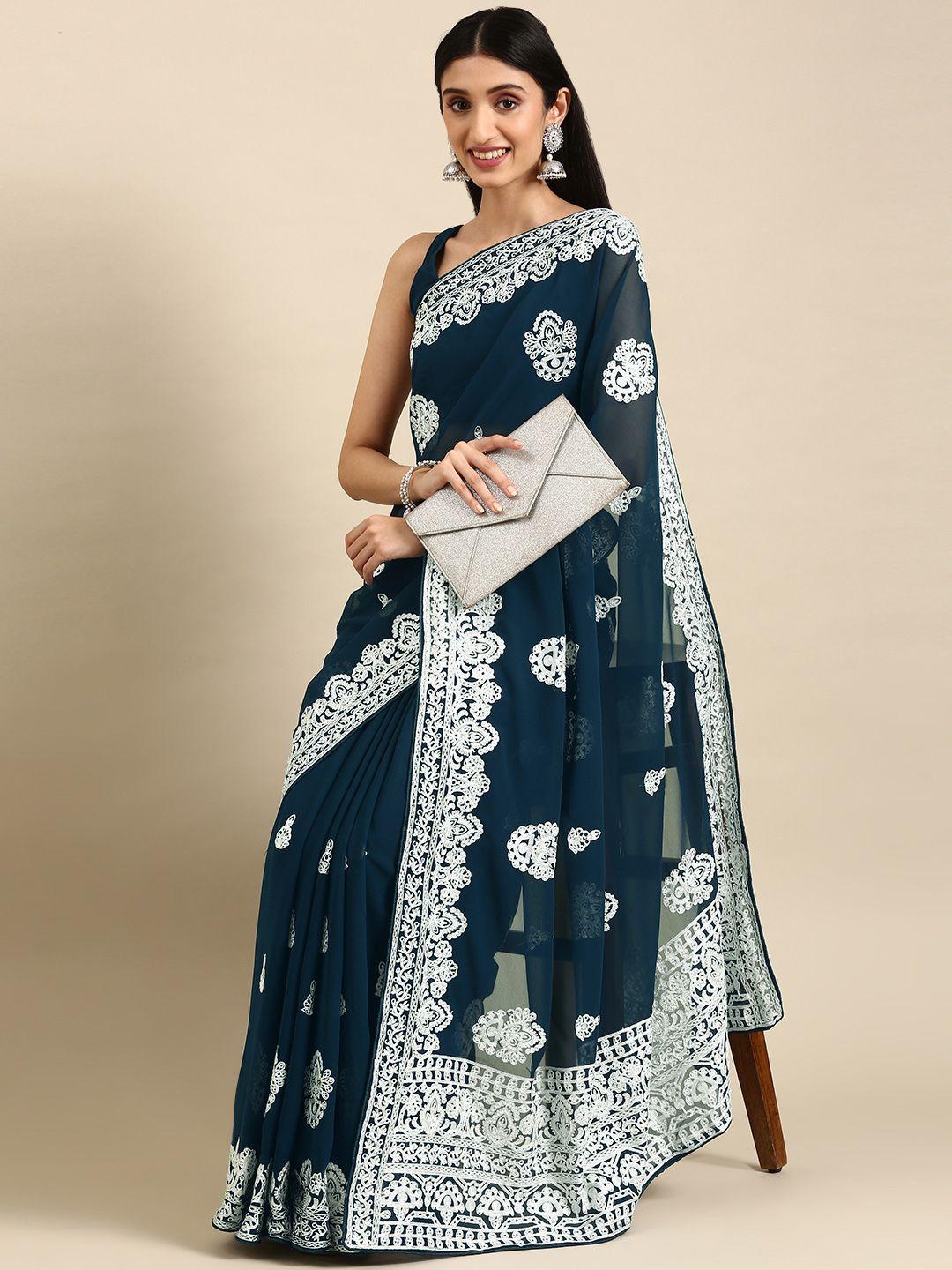 vairagee navy blue ethnic motifs saree