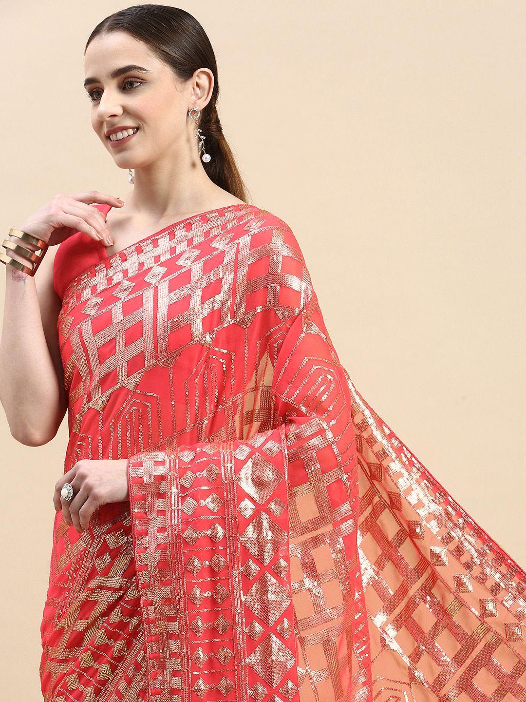 vairagee embellished geometric sequinned saree