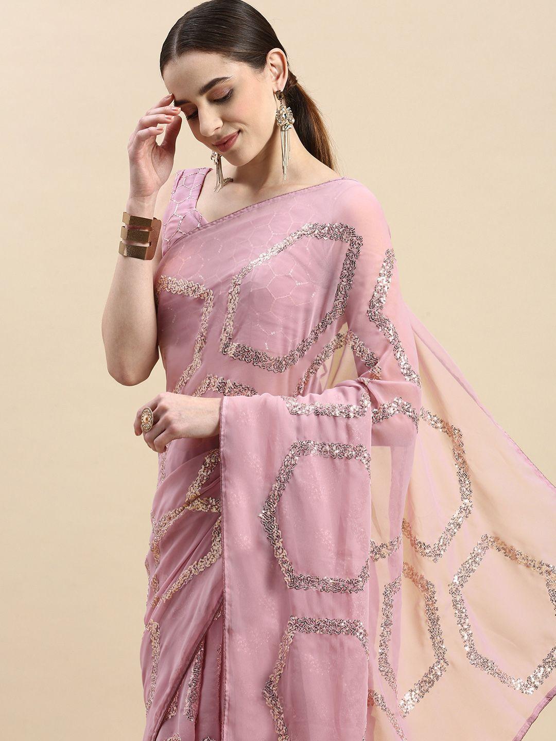 vairagee embellished geometric sequinned saree