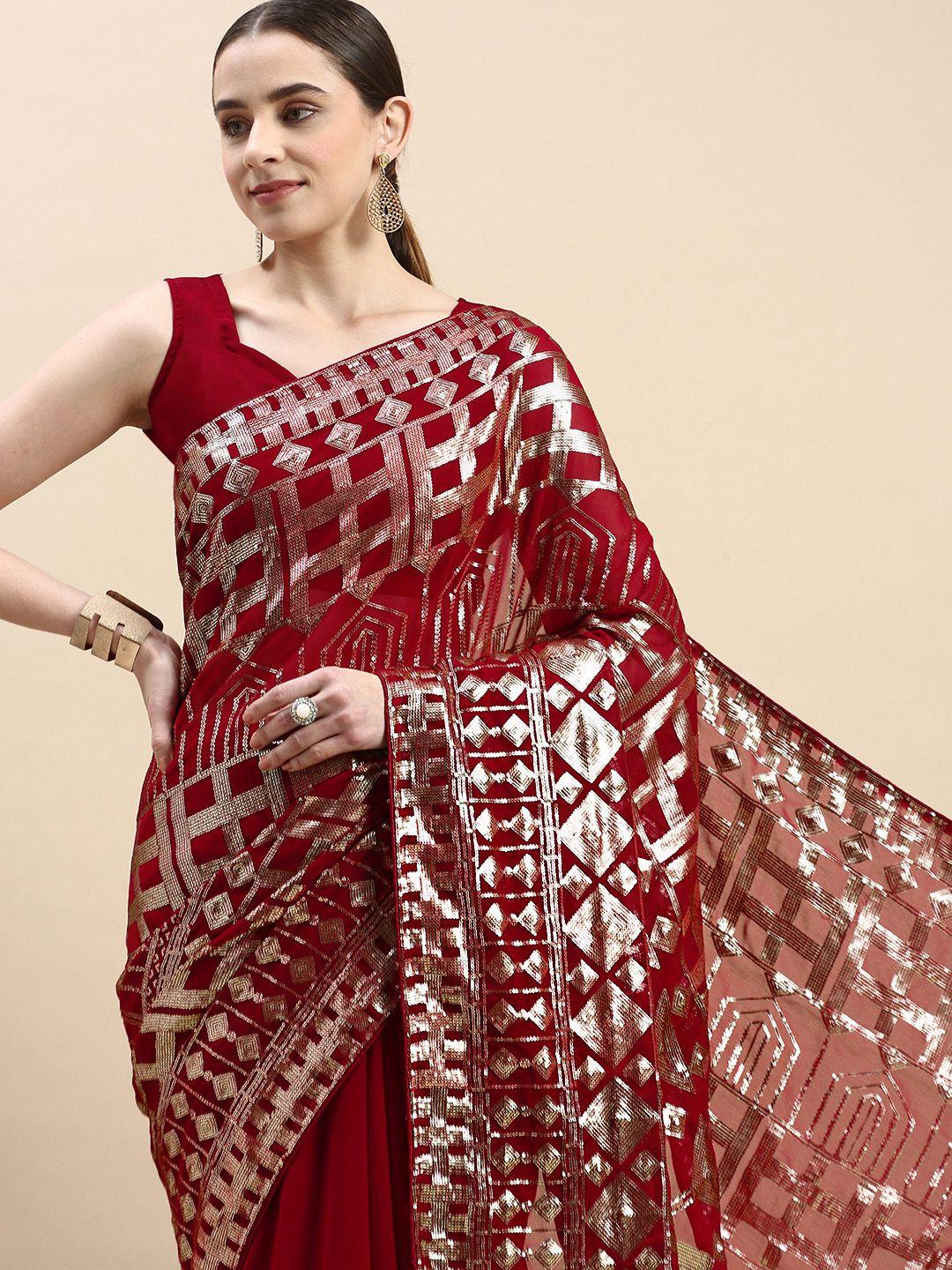 vairagee embellished geometric sequinned saree