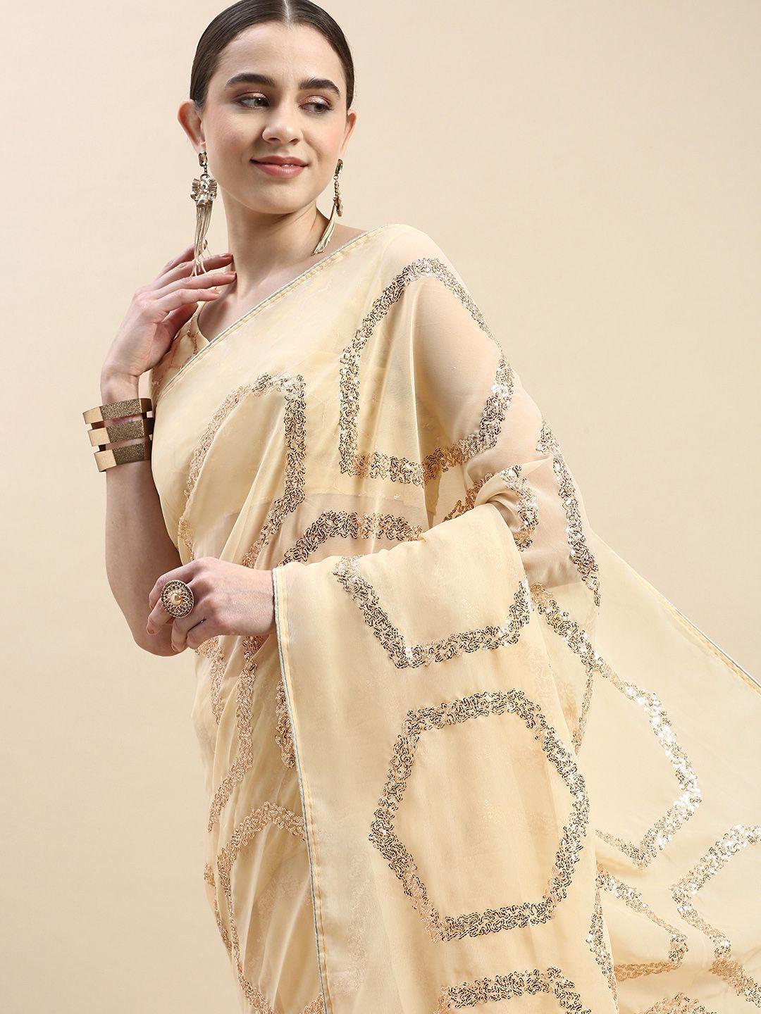 vairagee embellished geometric sequinned saree