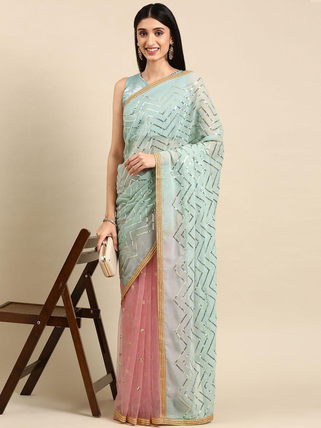 vairagee embellished sequinned net saree