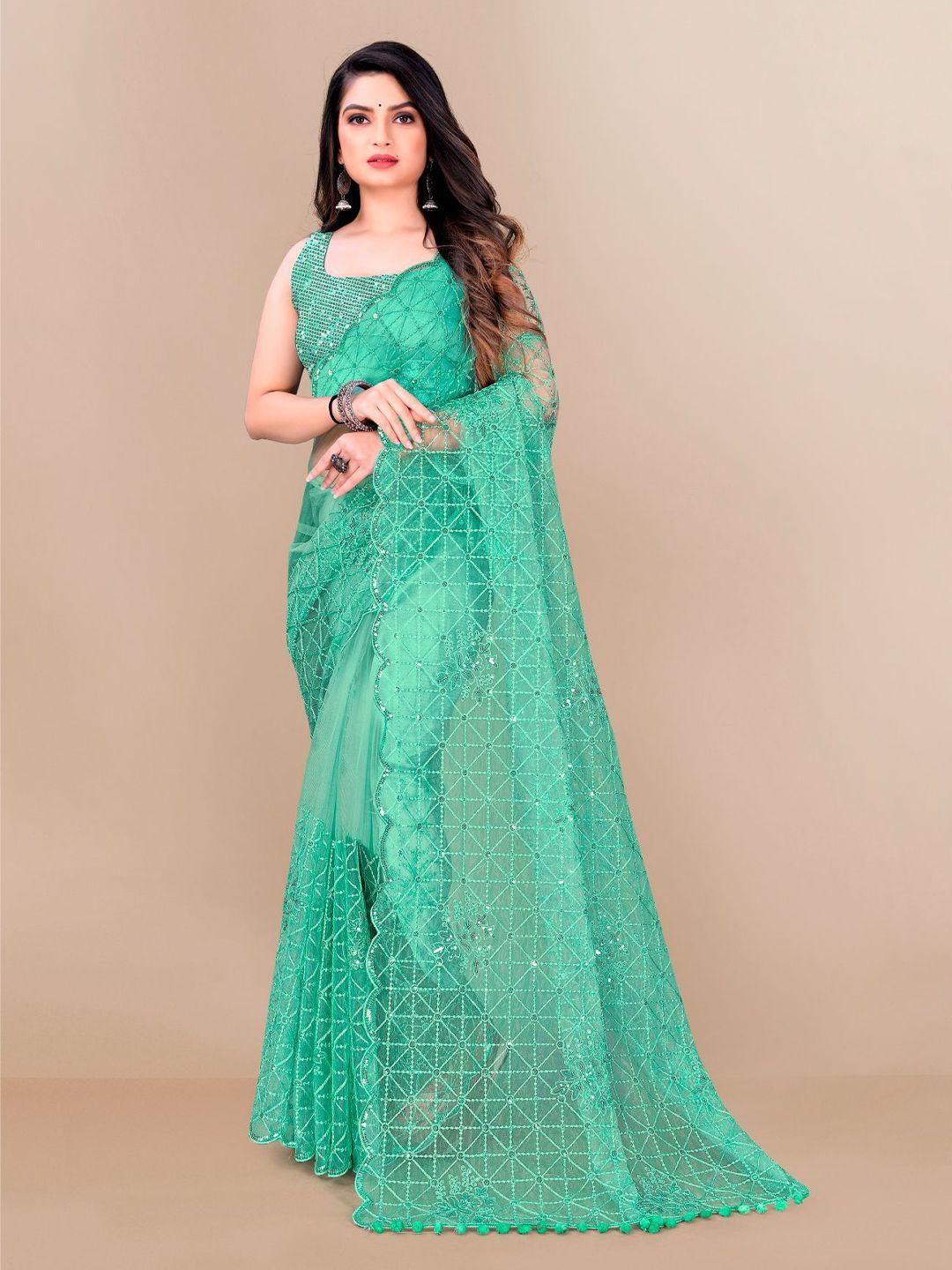 vairagee embellished sequinned net saree