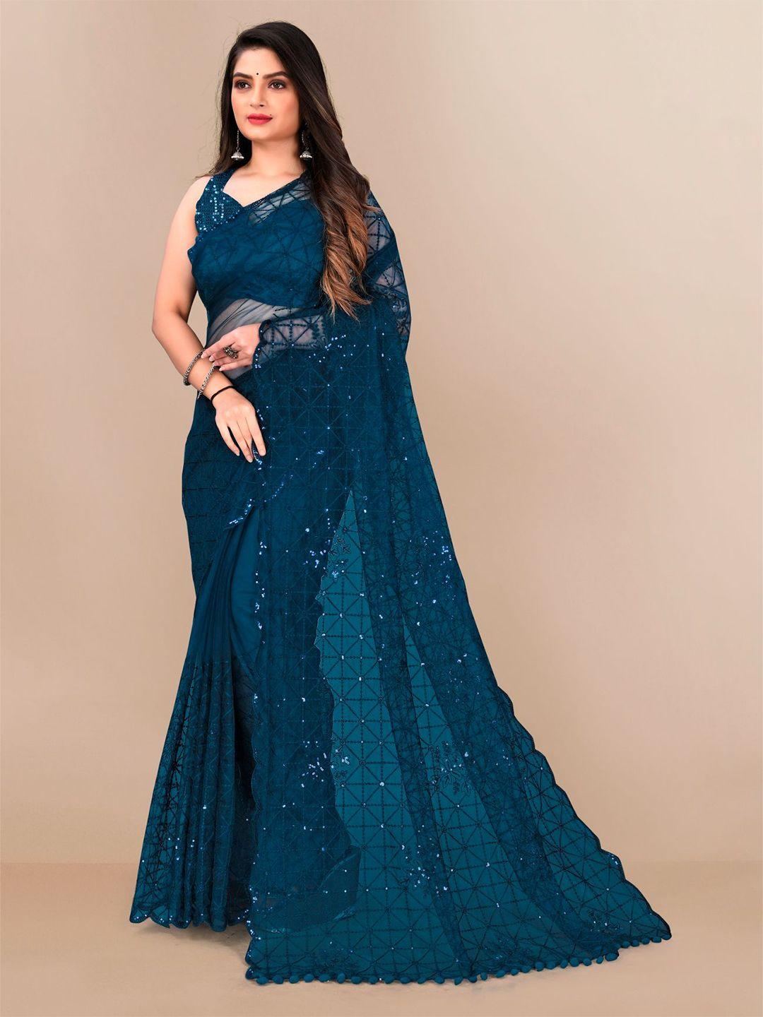 vairagee embellished sequinned net saree