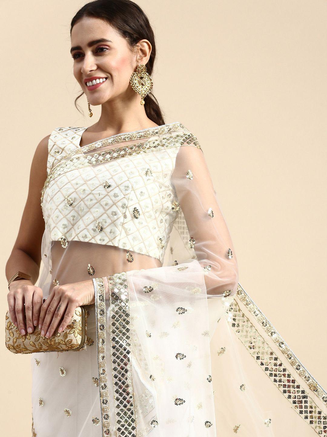 vairagee embellished sequinned net saree