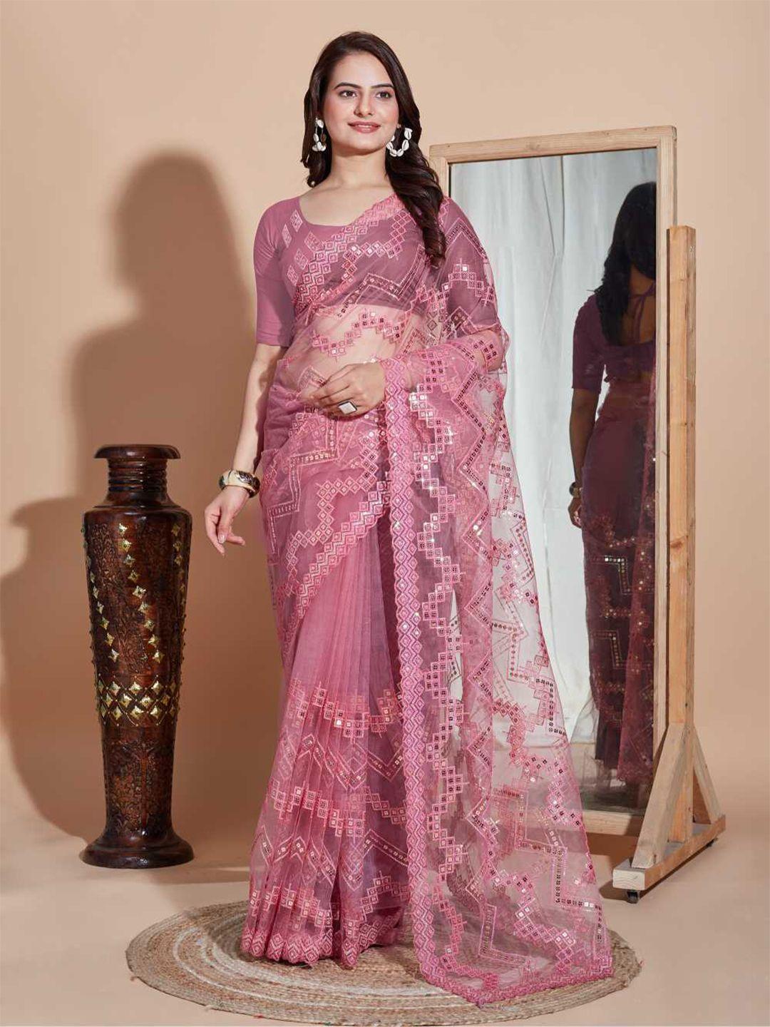 vairagee embroidered net saree