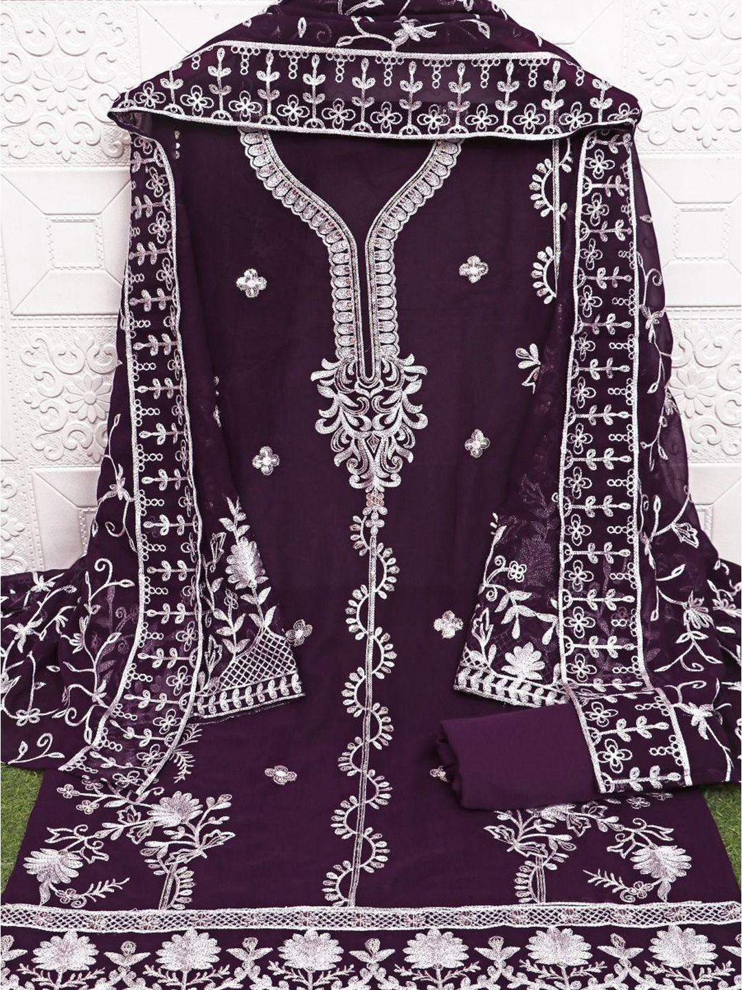 vairagee embroidered sequinned unstitched dress material