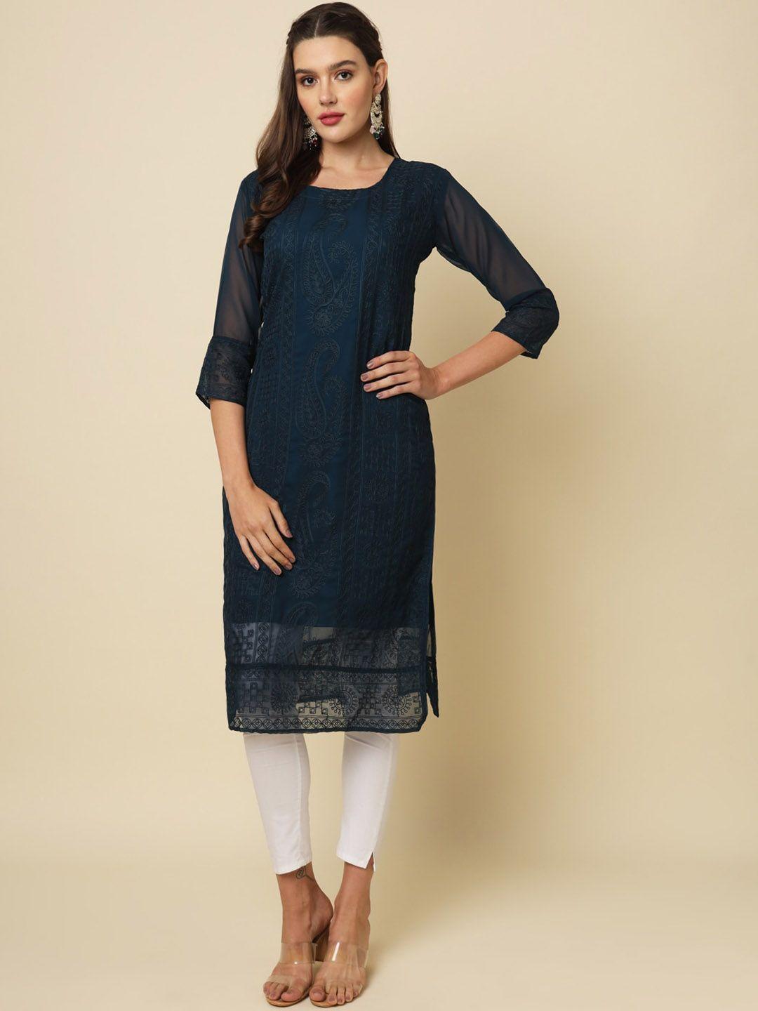 vairagee ethnic motifs embroidered chikankari georgette kurta