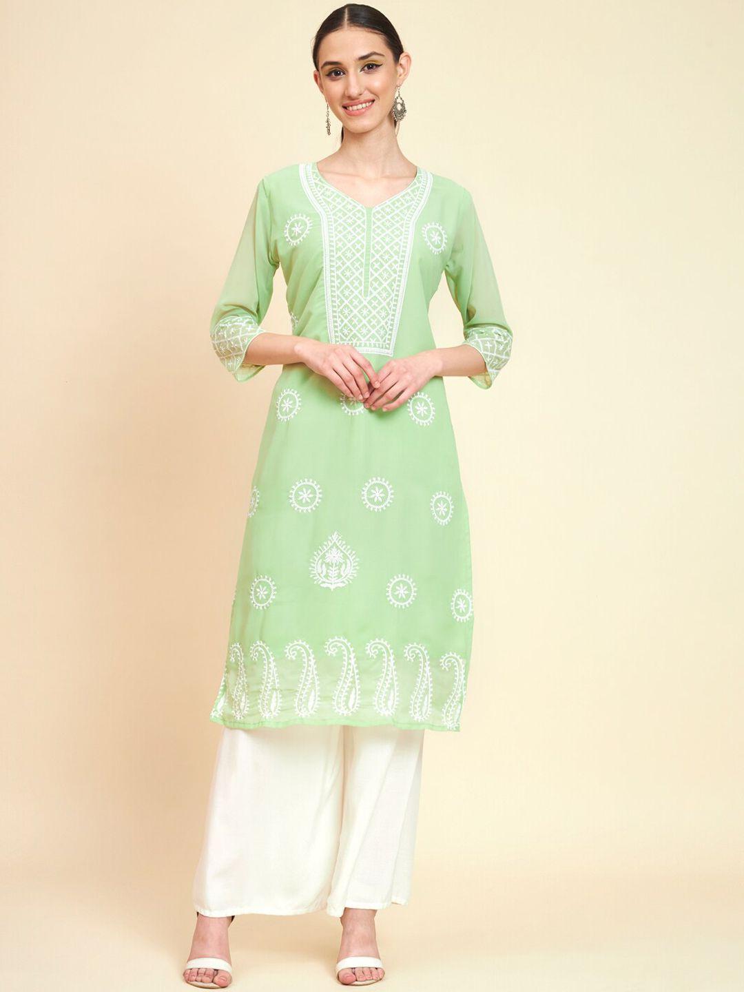 vairagee ethnic motifs embroidered georgette a-line kurta