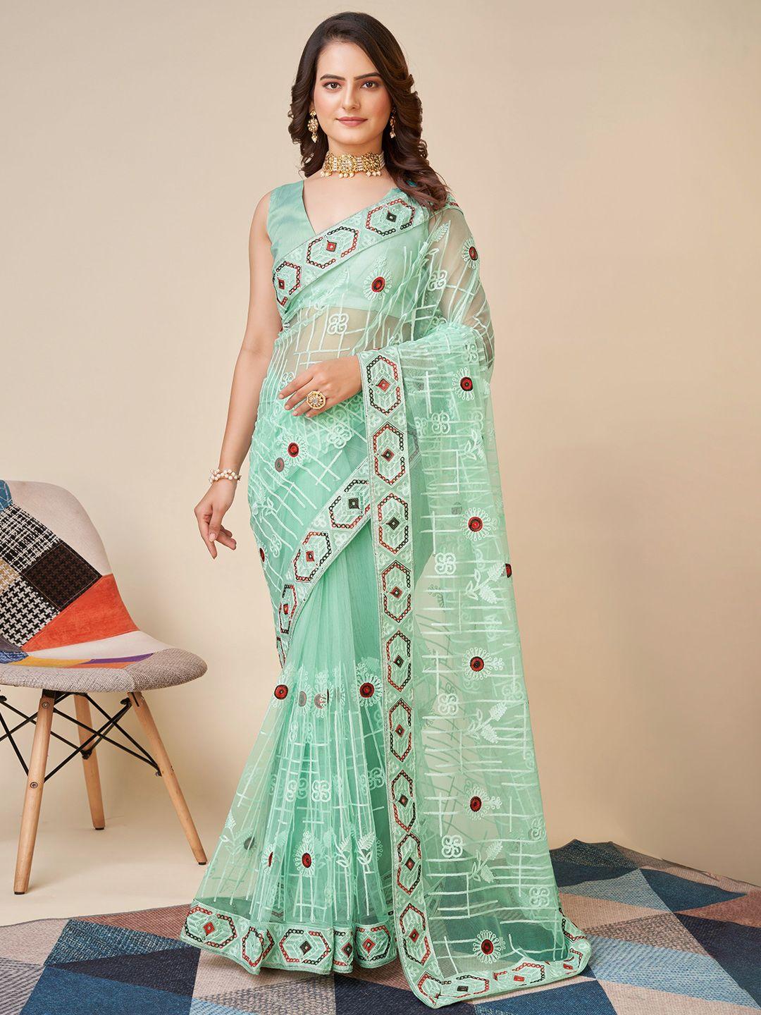 vairagee ethnic motifs embroidered net saree