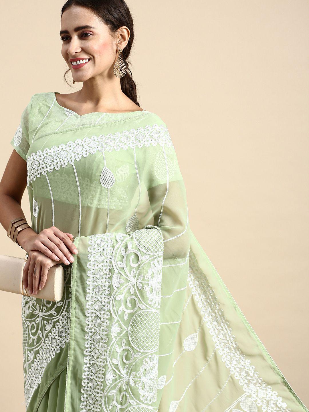 vairagee ethnic motifs embroidered poly georgette saree